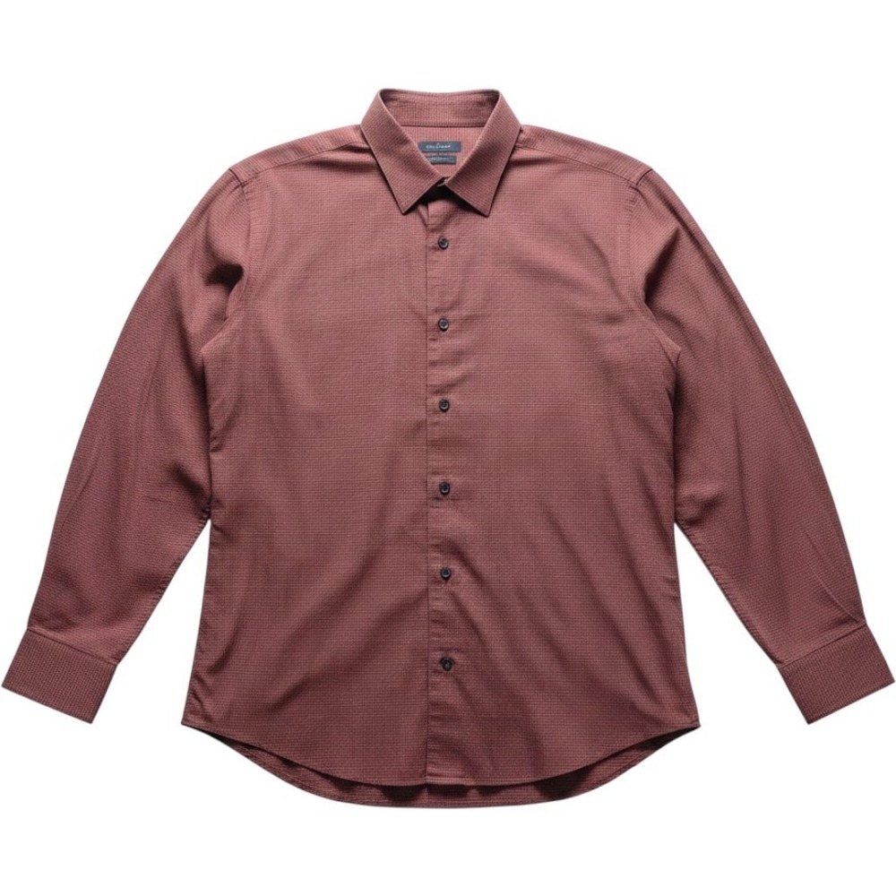 Banana Republic Dress Shirt Mens Large Red Check Stretch Classic Long Sleeve